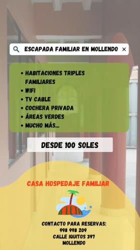 ein Screenshot eines Zeichens für einen Laden in der Unterkunft Casa Hospedaje Familiar Kaleta in Mollendo