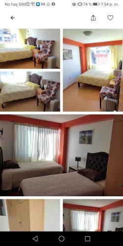 uma colagem de quatro fotografias de um quarto em Cozy apartment in cusco em Cusco