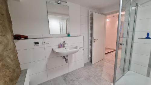 Ένα μπάνιο στο Ramsbacher Ferienwohnung