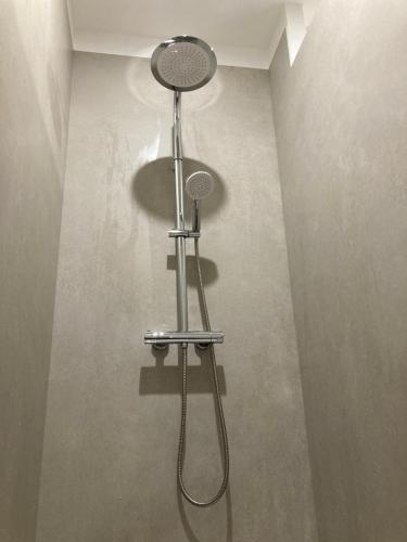 y baño con ducha y cabezal de ducha. en Bel Appartement CV, en Bourges