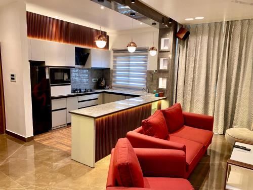 Kuchyň nebo kuchyňský kout v ubytování Olive luxury apartment