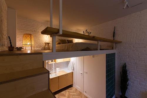Kuchyň nebo kuchyňský kout v ubytování Passage Apartment