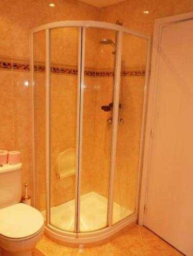 une cabine de douche dans une salle de bain avec toilettes dans l'établissement Three bedroom, two bathroom apartment in Cannes with large terrace - 880, à Cannes