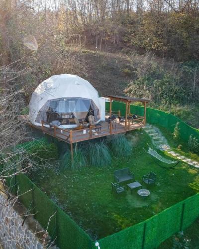 an aerial view of a tent in a yard at ME-GA Glamping in Sapanca