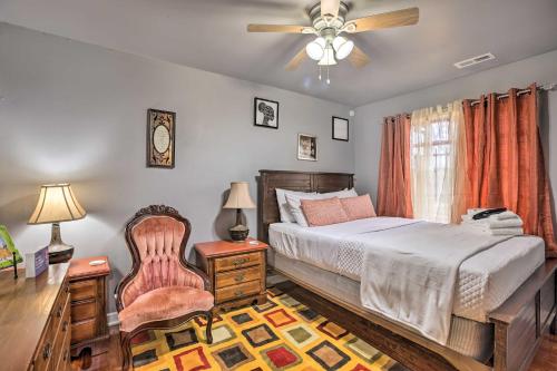 a bedroom with a bed and a ceiling fan at Family-Friendly Birmingham Home 3 Mi to Dtwn in Birmingham