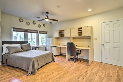 a bedroom with a bed and a desk and a chair at Wilmington Apartment - Close to Hiking and Dtwn in Wilmington