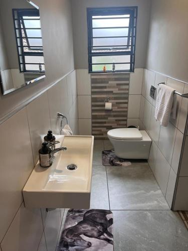 a bathroom with a sink and a toilet at KwaSiya Guest House in Nelspruit