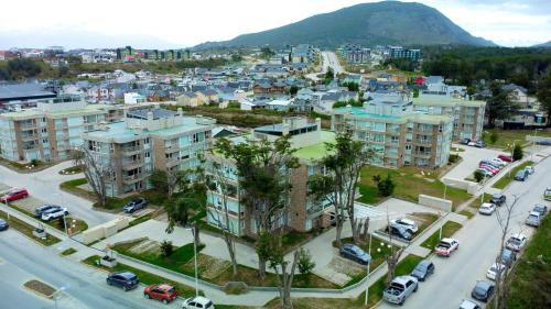 an aerial view of a city with buildings at Departamento Ribera del Pipo in Ushuaia