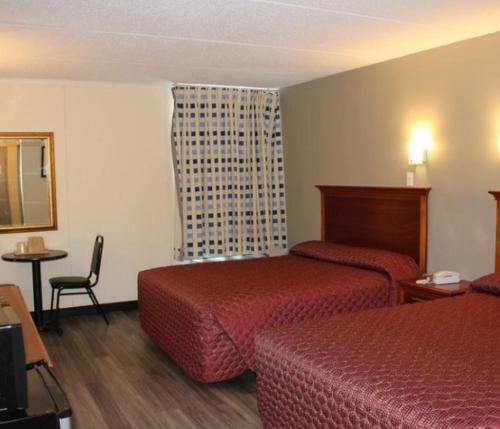 奧爾巴尼的住宿－Araamada Inn，酒店客房设有两张床和窗户。