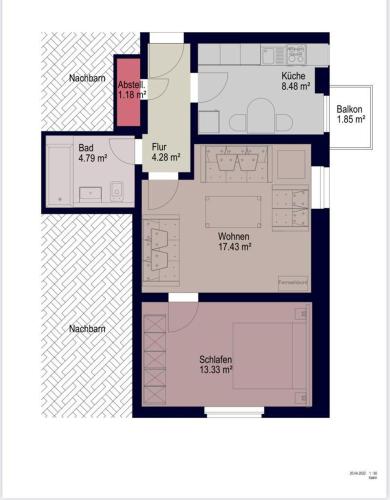 un plan d'étage d'une maison dans l'établissement Schöne Altbauwohnung mit Grün in ruhiger Lage, à Leipzig