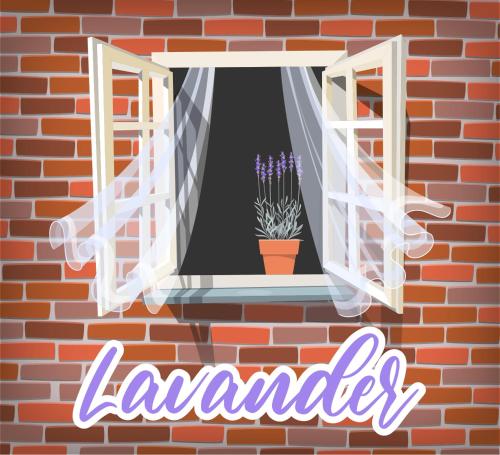 an open window with a potted plant on a brick wall at Lavander in Banja Luka