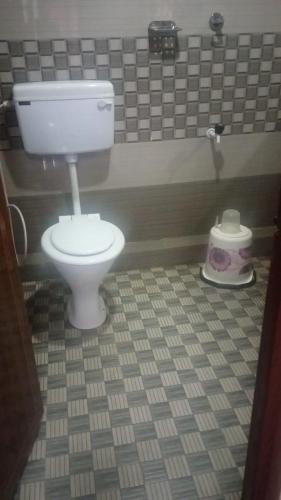 a bathroom with a white toilet in a stall at Riya Home Stay Munnar in Anaviratty