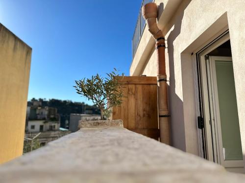 a plant sitting on the ledge of a balcony at Cuturissi Hospitality & Wellness in Ragusa