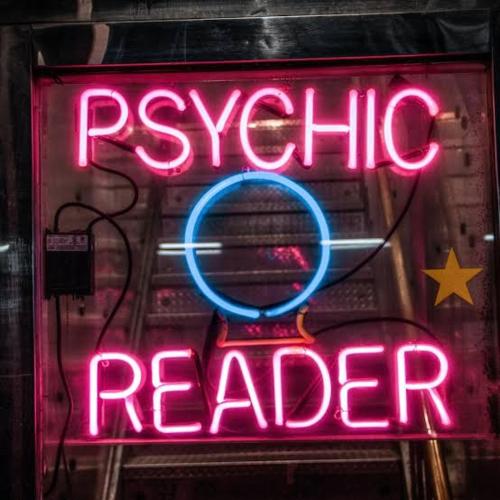 a neon sign that reads psychic reader in front of an appliance at Traditional priest and psychic Elijah in Johannesburg