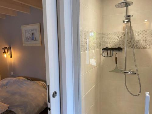 a bathroom with a shower with a shower at La cabane de Lily - T2 classé 3 étoiles in Rochefort