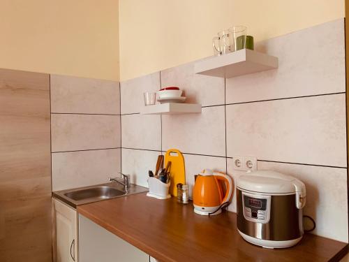 Η κουζίνα ή μικρή κουζίνα στο Doba In Ua Studio Irpin Apartments