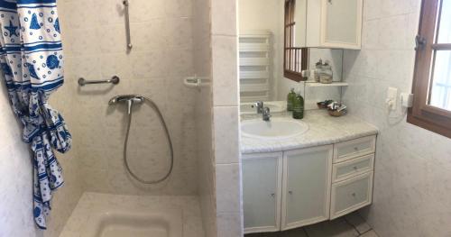 une salle de bain avec douche et lavabo dans l'établissement La maison des Sources, à Salon-de-Provence