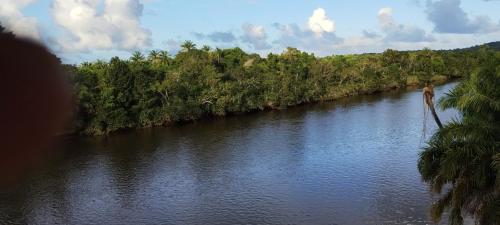 a river with trees on the side of it at Pousada Recanto do Japa in Nilo Peçanha