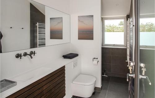 a bathroom with a toilet and a sink and a shower at 3 Bedroom Lovely Home In Samsø in Ballen