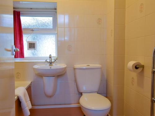 a bathroom with a toilet and a sink at The Coach House - Uk30813 in Braithwaite