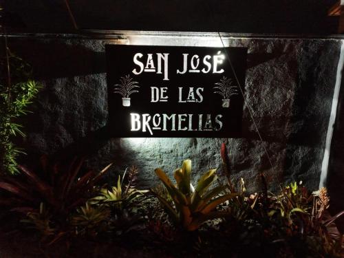 a sign that reads san jose de las bruces at San José de las bromelias in Marinilla