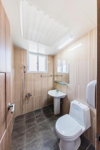 a bathroom with a toilet and a sink at Remember Youth Hostel in Gyeongju