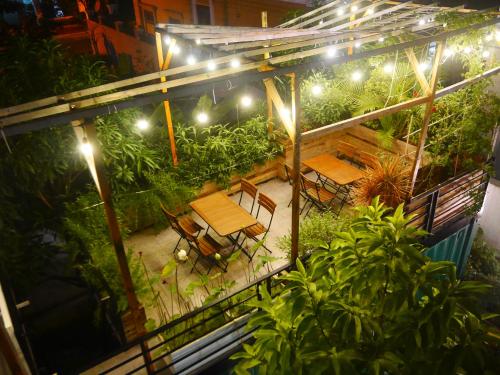 an overhead view of a garden at night with lights at Cửa Biển Homestay in Hai Phong