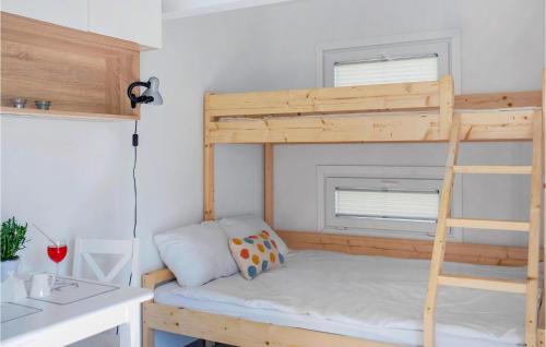 a bedroom with a bunk bed with a ladder at 1 Bedroom Pet Friendly Home In Jezierzany in Jezierzany