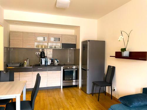 Kuchyň nebo kuchyňský kout v ubytování Kora Apartments