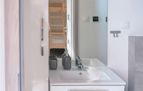 a bathroom with a sink and a mirror at Awesome Home In Jezierzany With Kitchen in Jezierzany