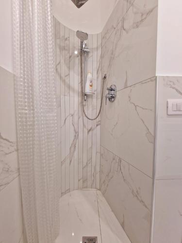 bagno bianco con doccia e servizi igienici di L'Elisir Home a Caserta