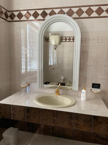 a bathroom with a sink and a mirror at Casa Simo Apartment in Castel di Sangro