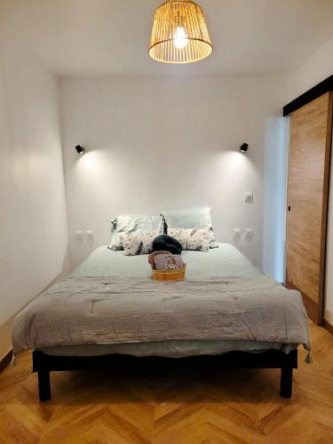 Postel nebo postele na pokoji v ubytování Les Marmottons appartement cosy