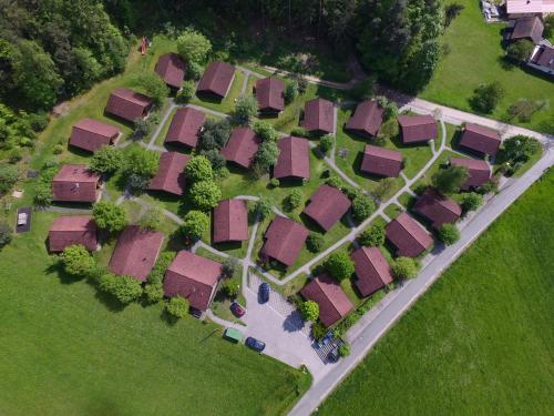 an overhead view of a group of houses at Ferienhaus Chalet Blockhaus Bayern in Stamsried