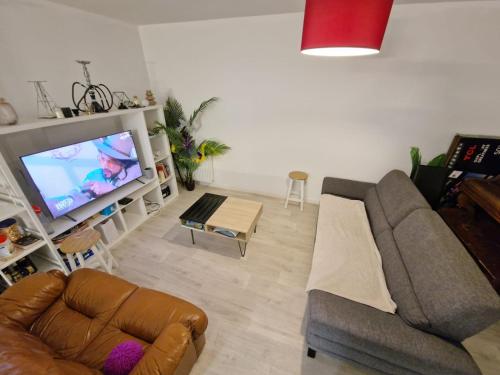 Televízia a/alebo spoločenská miestnosť v ubytovaní Chambre privée dans Happy Home Maison Calme Chez l'habitant