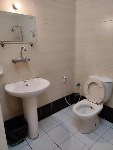 a bathroom with a toilet and a sink at Clement's House Hostel in Alexandria
