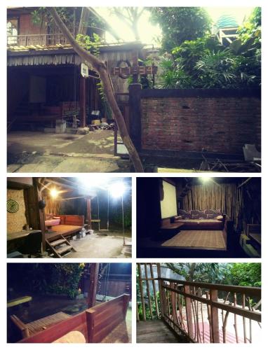 un collage de photos d'un bâtiment avec un arbre dans l'établissement NG Shelter Cikampek【Homestay & Guest House】, à Karawang