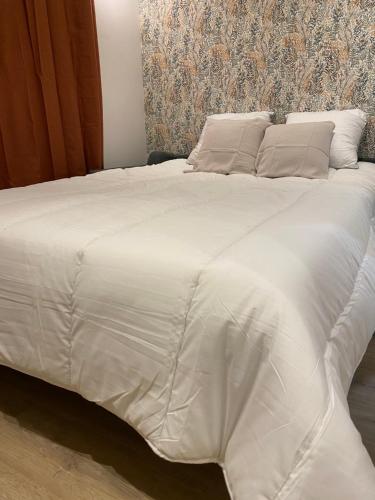 Cette chambre comprend un grand lit blanc. dans l'établissement Au Chant des Oiseaux - Rouen Gare, à Rouen