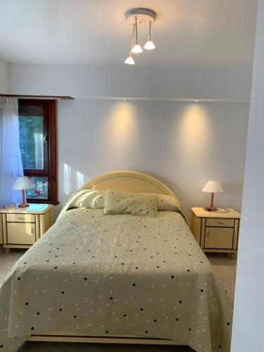 a bedroom with a bed and two night stands at Mar y Asados - Chalet hasta 19 huéspedes con dos Parrillas in Mar del Plata