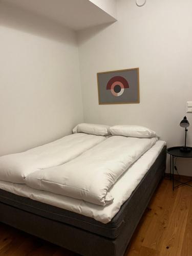 Un pat sau paturi într-o cameră la North Apartment Kræmer brygge.
