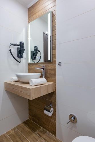 a bathroom with a sink and a mirror at Вила ИГЛИКА in Yagodina