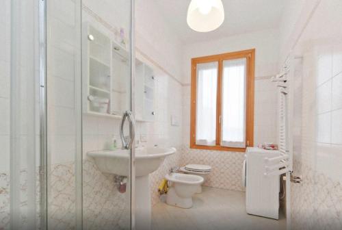 威尼斯的住宿－威尼斯吉奧伊奧薩公寓，白色的浴室设有卫生间和水槽。