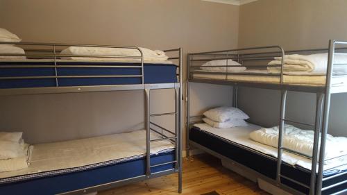 オーシャにあるBäcka Holiday Homeの二段ベッドが3つある部屋