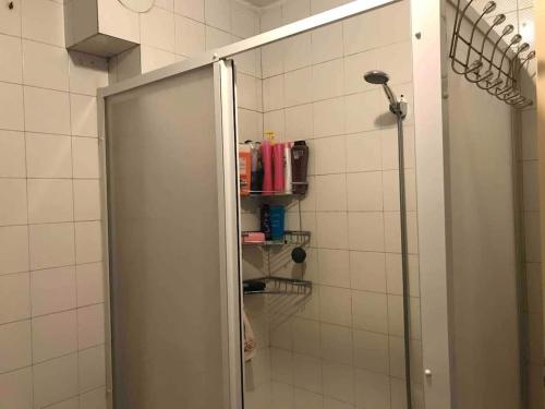 eine Dusche im Bad mit Glastür in der Unterkunft Private Room in Istanbul #21 in Istanbul