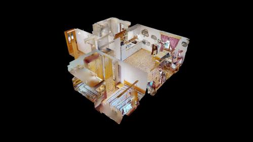 an overhead view of a kitchen and a living room at hiša Margit, Rateče 150 in Rateče