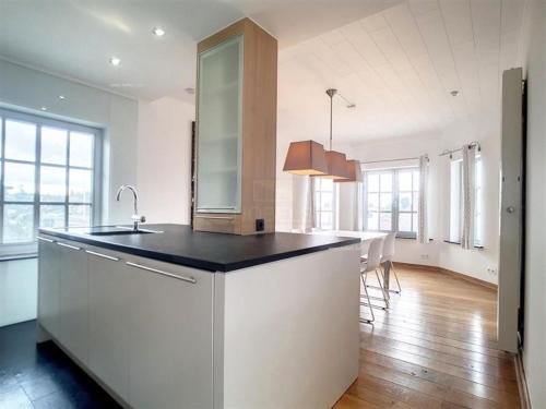 a kitchen with a sink and a counter top at Fietsloft - Bicycle loft in Oudenaarde