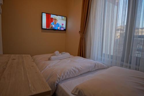 Habitación de hotel con 2 camas y TV en la pared en Private Room in Istanbul #23, en Estambul