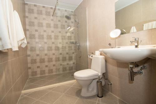 A bathroom at Hotel Alpinist, Malyovitsa