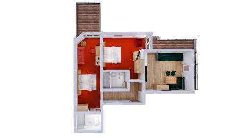 a rendering of a floor plan at Ferienwohnen Mattle MIT IM RUCKSACK die SILVRETTA CARD PREMIUM in Kappl