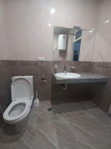 a bathroom with a toilet and a sink at Royal Hotel in Batumi